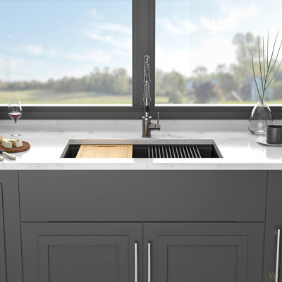Quartz Kitchen Sink - 30" X 19"  Granite Composite Workstation Undermount Kitchen Sink