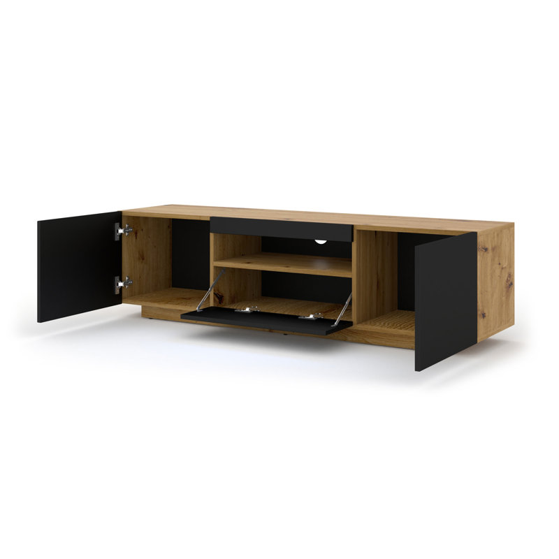 Aseelah TV Stand for TVs up to 65", 36cm H x 150cm W x 37cm D, Oak Artisan/Black Matt