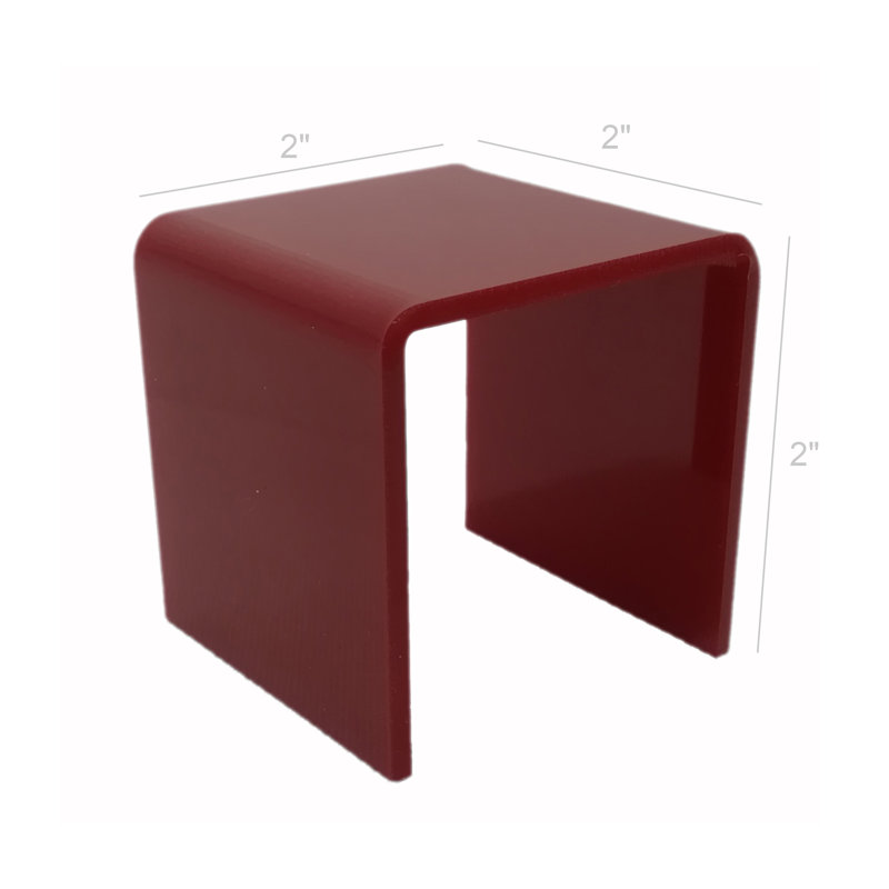 Présentoir en acrylique en forme de plexiglas à 3 côtés, H 2 po x l 2 po x P 2 po, Rouge