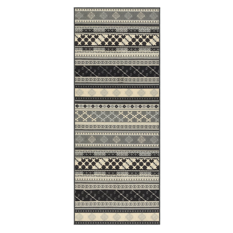 Tapis gris Saulsbury Southwestern Kilim, Tapis de couloir 2 pi 8 po x 8 pi
