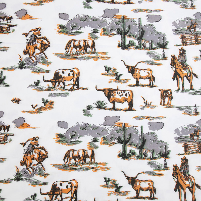 Queen Cotton Western Animal Print Sheet Set