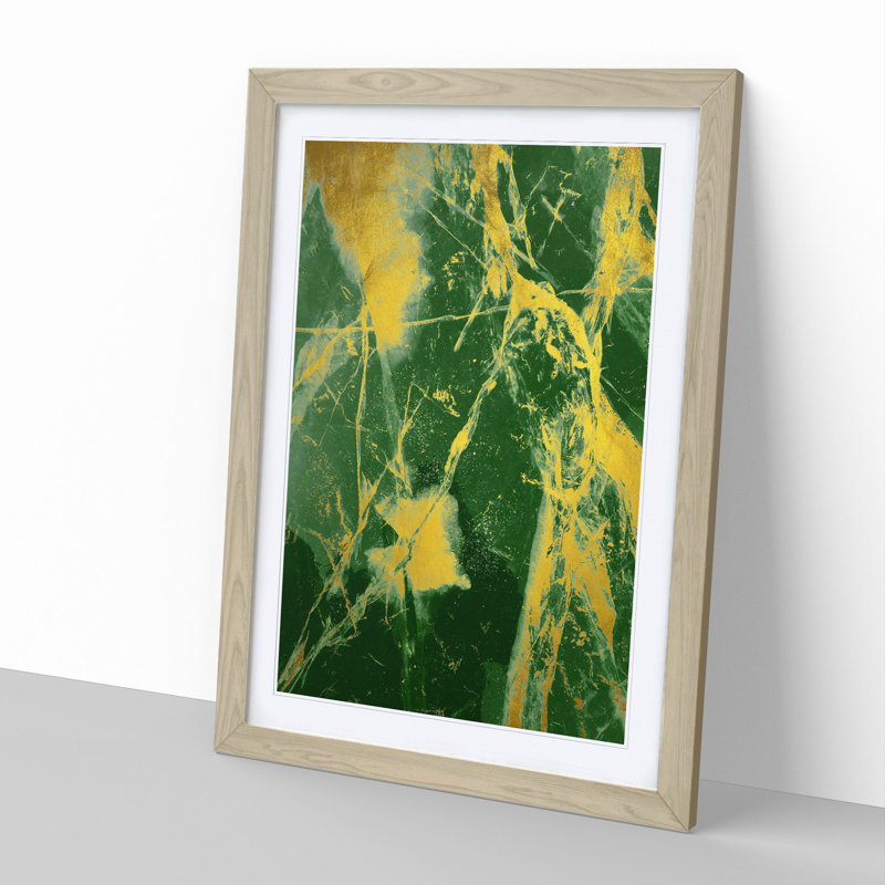 Golden Cracks - Picture Frame Painting, 90cm H x 65cm W x 2cm D, Oak Framed