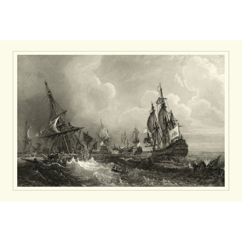 Ships At Sea II by Gudin - Wrapped Canvas Print, 30cm H x 46cm W