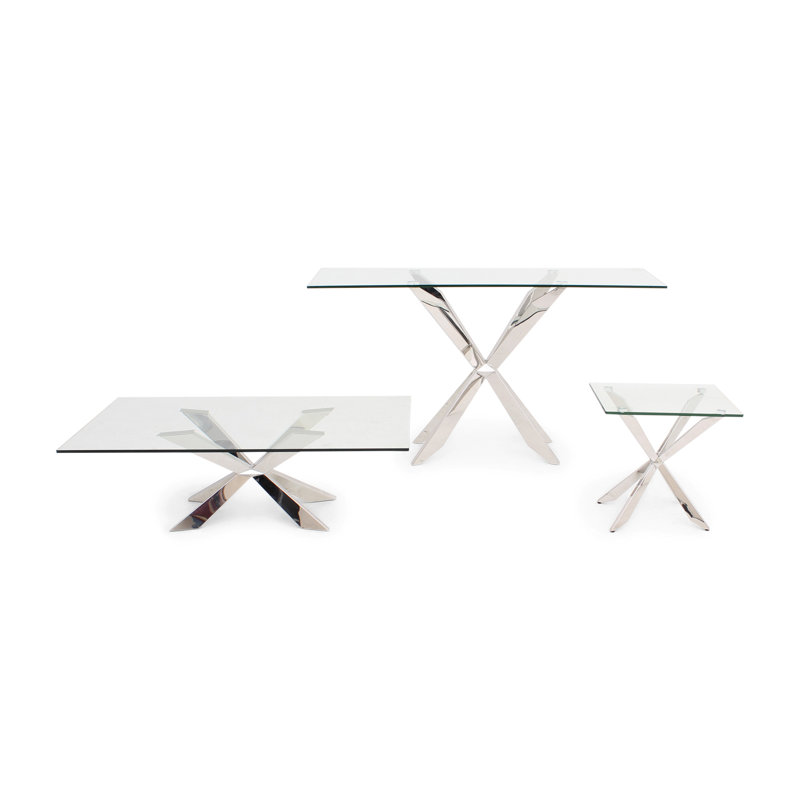 Krystin 160cm Glass Top Console Table