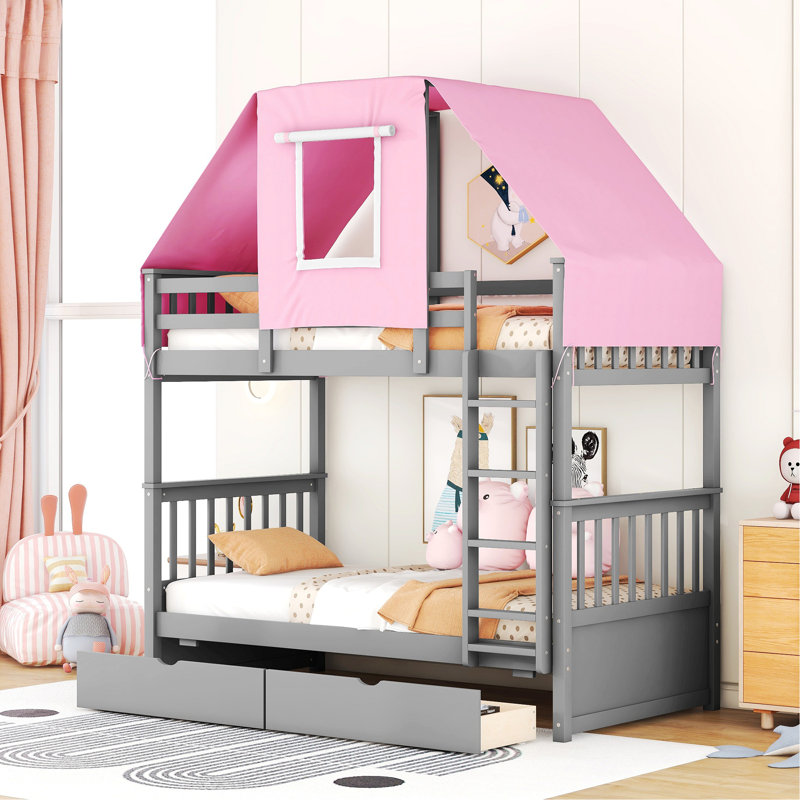 Anno Unfinished Platform Storage Bed, Gray/Pink