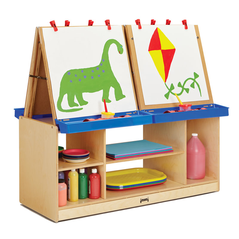 Black Laminate Kids Art Center with Storage Shelves