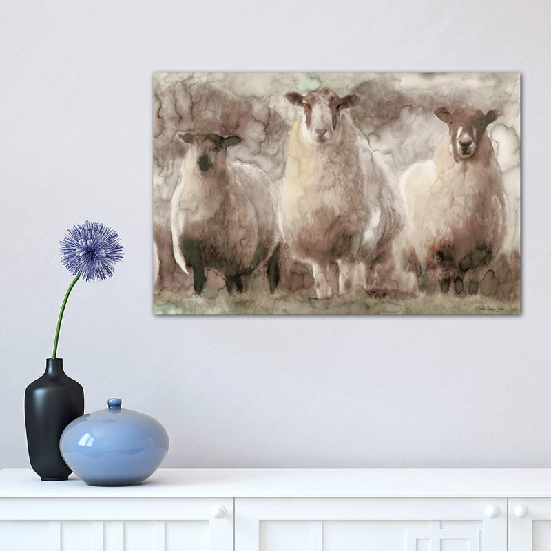 Three Sheep - Wrapped Canvas Print, 30.48 cm H x 45.72 cm W