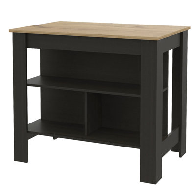 Brooklyn  Kitchen Island, Three Concealed Shelves