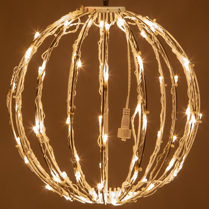 Fold-Flat LED Metal Lighted Window Decoration, Warm White, 12" H x 12" W x 12" D