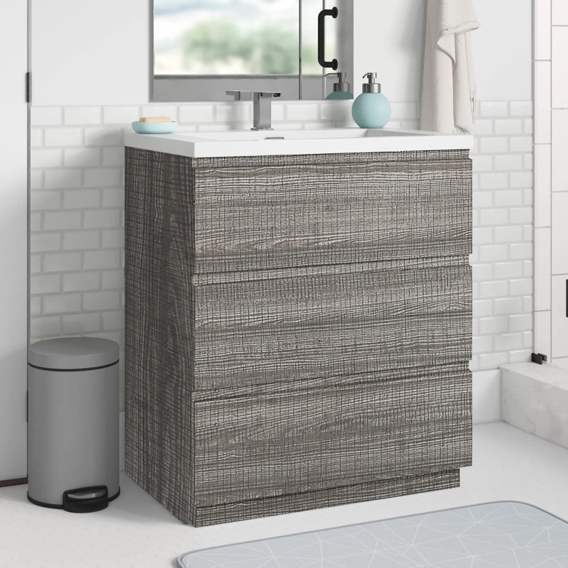 Ensemble de meuble-lavabo simple 29 po Ninel, Gris cendre très lustré