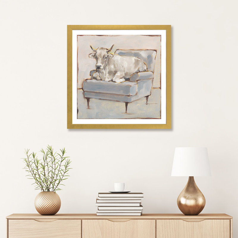 «Moo-Ving In III» par Ethan Harper - reproduction, H 24 po x l 24 po x p 1 po, Papier doré