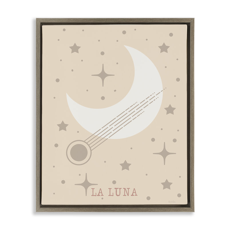 Cadre minimaliste lune avec étoiles flottantes, design par Daniela Santiago, Cadre flottant orme Montalcino