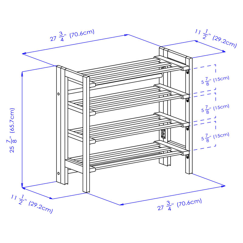 Ibbine Natural 4-Tier Stackable Shoe Rack