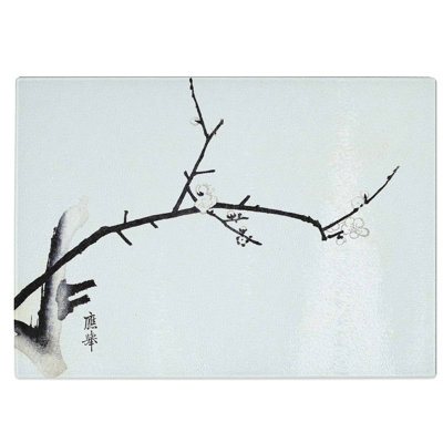 Tempered Glass Blossom Branch Chopping Board