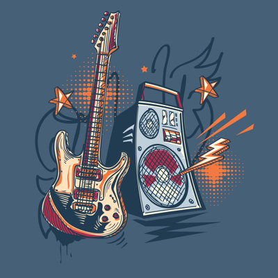 Music Design - Drawn Electric Guitar And Amplifier | 2948225