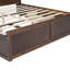 Lit plateforme très grand en bois avec tête de lit multi-rangements, ports USB et tiroirs, finition bois antique-200020962