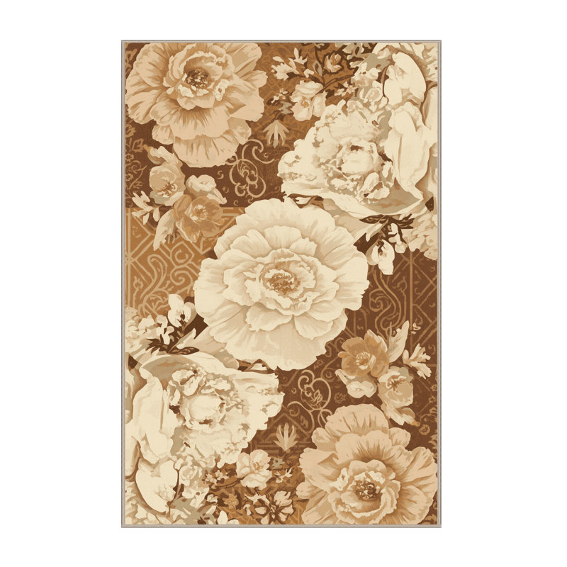 Tapis floral beige lavable à la machine Ottwell Carnation Florentiner, 2x4