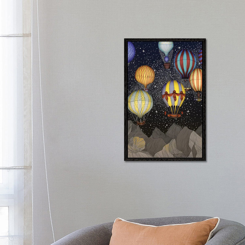 Night Flight Colour Version 1 Piece Wall Art on Canvas, 66.04 cm H x 45.72 cm W x 4.445 cm D, Black Floater Framed
