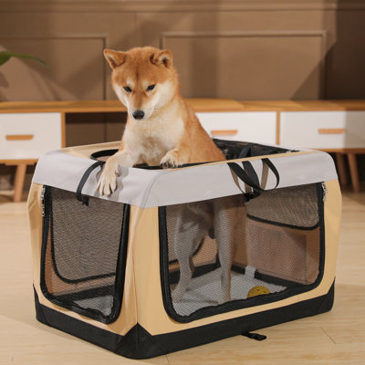 Cage pliable pour chien 3 portes à parois souples - Chenil portatif