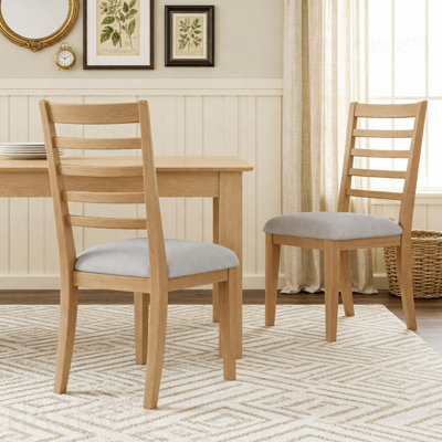 Ensemble de chaises de salle à manger de style campagnard 2 pièces, chaises rembourrées avec dossier haut, chaises sans accoudoirs classiques pour la cuisine, la chambre à coucher et le salon
