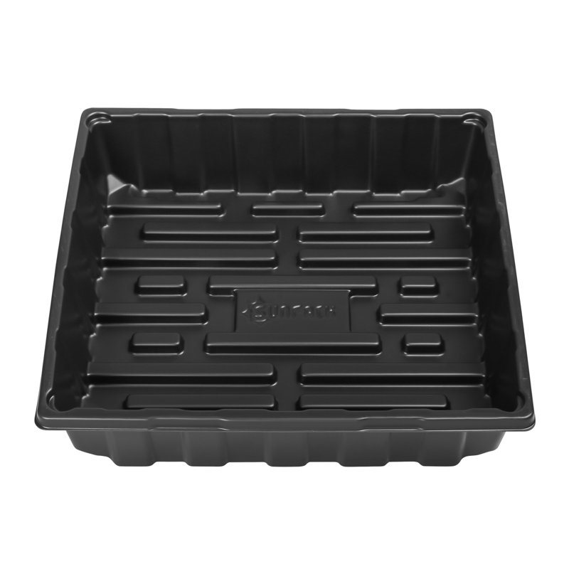 SUNPACK 10” x 10” Extra Strength Plastic Seed Starting Tray, Black, 2.5"