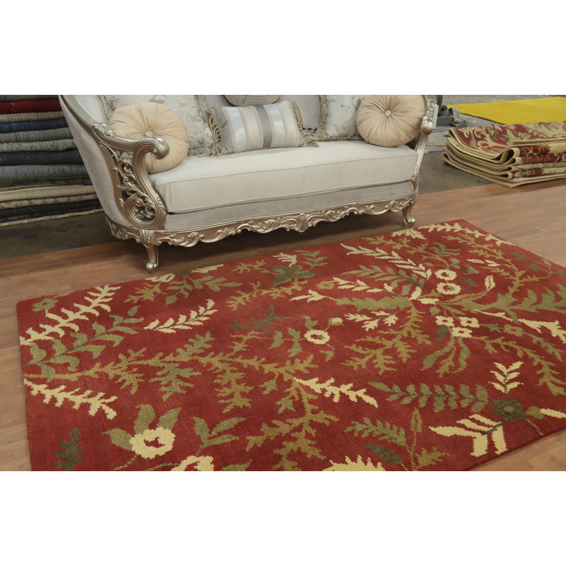 Tapis indien floral fait à la main 5 x 9