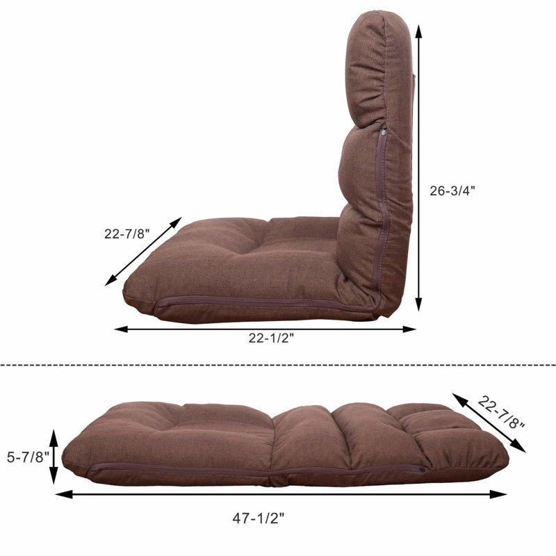 Latitude Run® Adjustable Reclining Floor Game Chair, Coffee