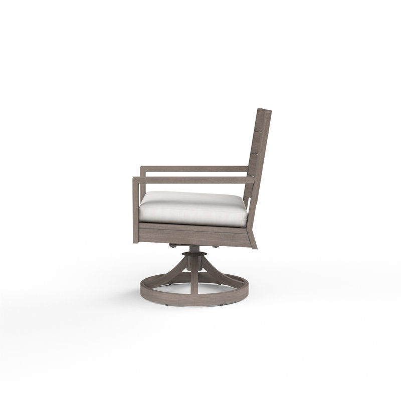 Laguna Swivel Patio Dining Armchair with Cushion, Canvas Flax Sunbrella® Canvas