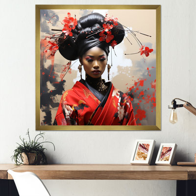 Traditional Floral Japanese Woman Dress - Japan Wall Art