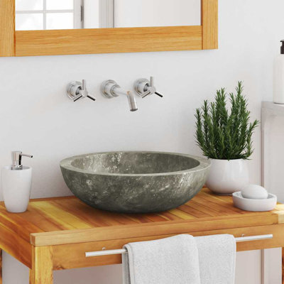 vidaXL Bathroom Basin, Vessel Sink, Countertop Vanity Sink, Handmade, Naturally Varied Color Tone