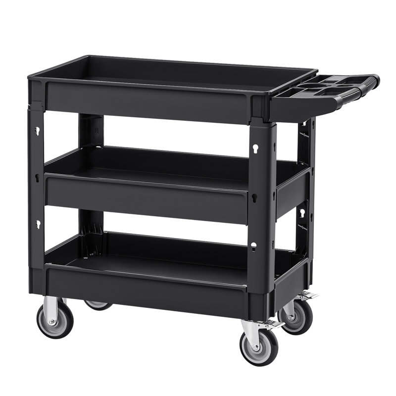 Chariot utilitaire, chariot à roulettes en plastique robuste à 3 tablettes 550LBS