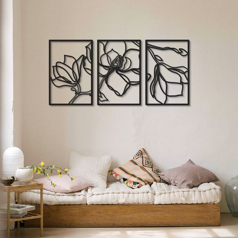 Decorative Metal Wall Accessory, Black Steel, 11.8 x 17.7 inches | 100% Steel, Thickness: 0.05 inches | Lightweight (1.1 lbs), Durable & Stylish Design for Home Decor, Modern Aesthetic for Any Room