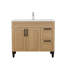 Meuble-lavabo de 100 cm avec lavabo intégré, style moderne, 2 portes, 2 grands tiroirs, fermeture amortie, poignées et pieds en métal noir