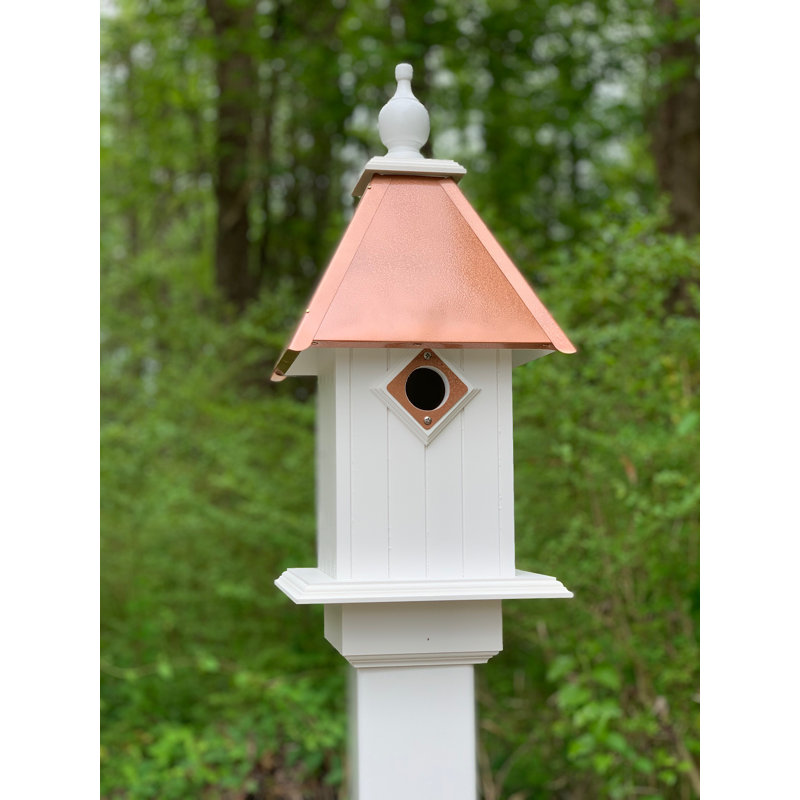Fort Calhoun 22'' H x 13.25'' W x 13.25'' D Post Rust Resistant Birdhouse, Hammered Copper