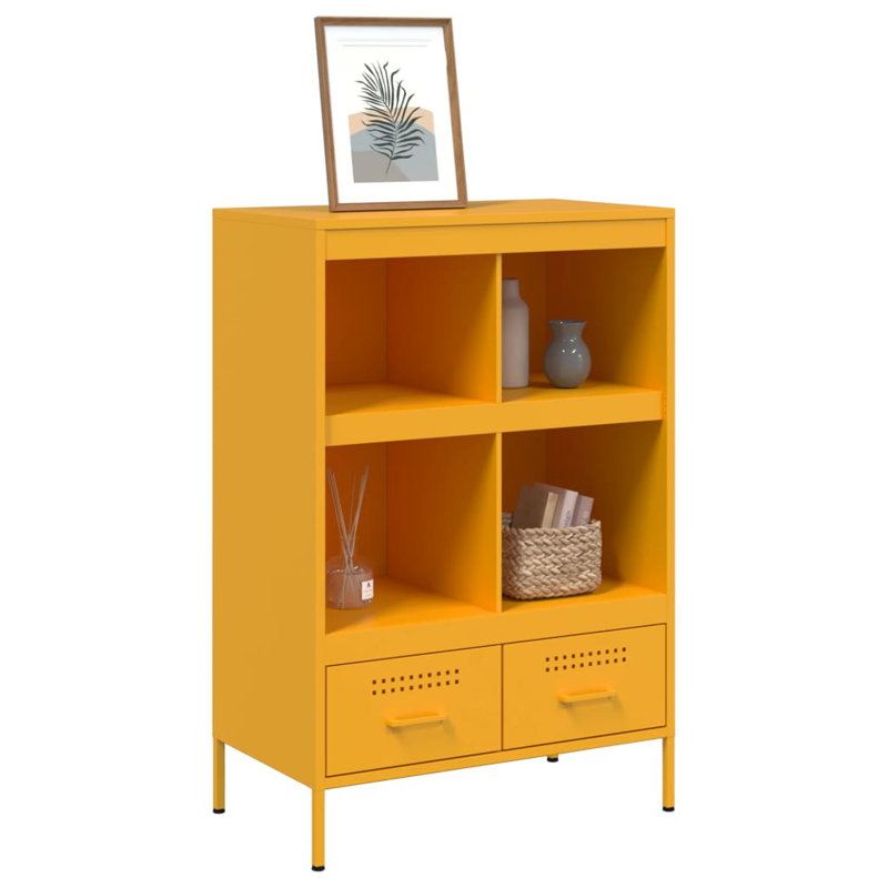 Sharell 101.5 cm H x 68 cm W Steel Standard Bookcase, Mustard