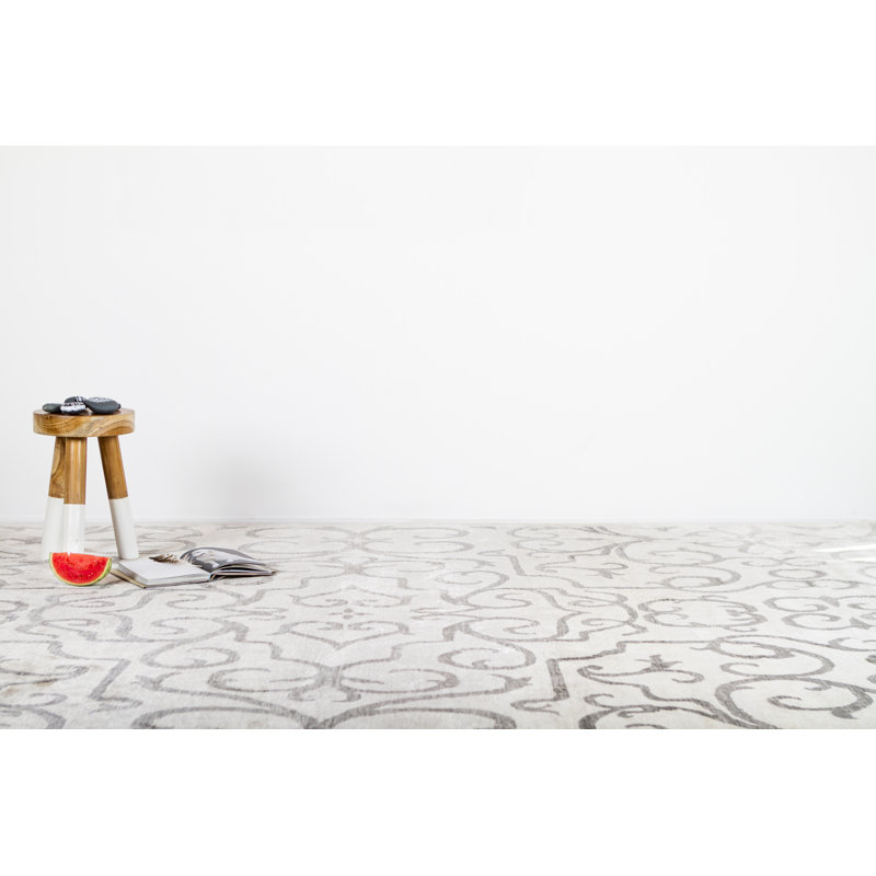 Bamboo Silk Damask Area Rug, Rectangle 10' x 14'
