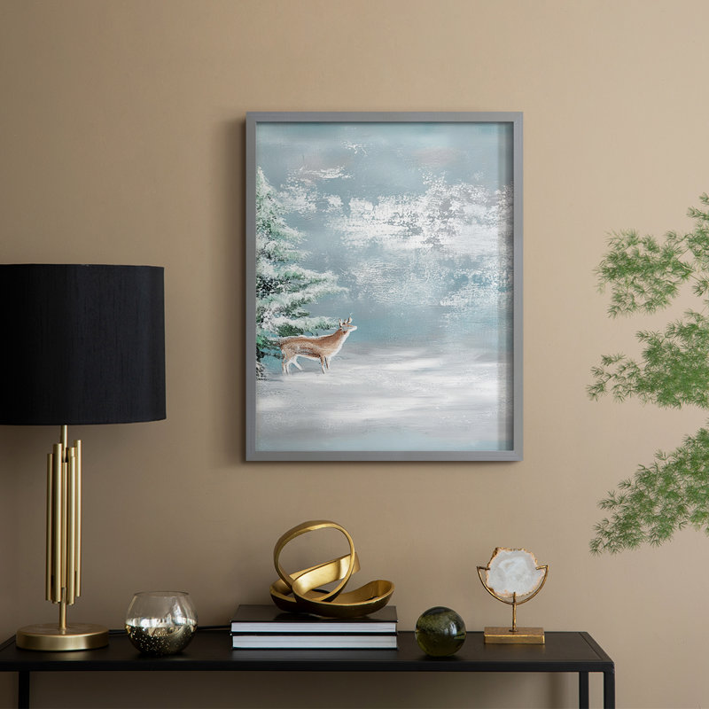 «Christmas Holiday», art encadré CLxxiv - bois massif, H 11 po x l 9 po, Gris