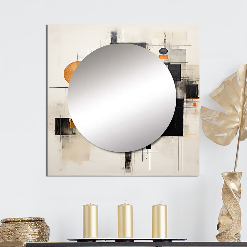 Symphonie géométrique jaune surdimensionné - grand miroir carré abstrait pour décoration murale, 23 po x 23 po