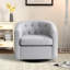 Fauteuil d'appoint rembourré capitonné en lin souple et moderne de 28 po de large Jarissa-725398391