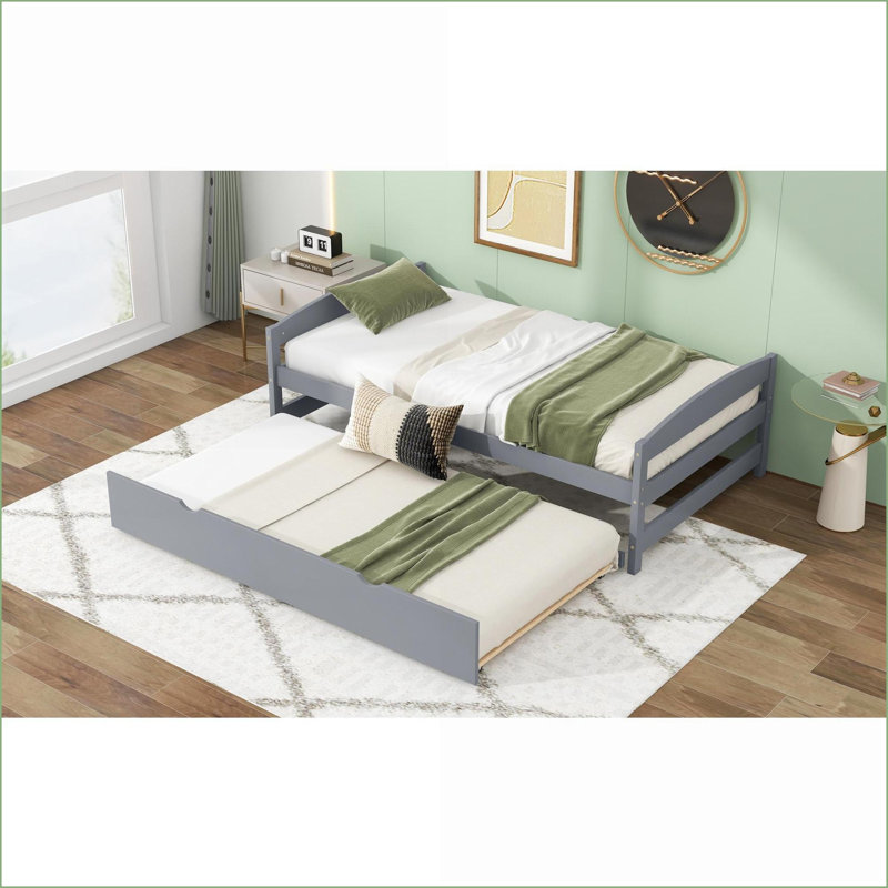 Lit plateforme simple en bois de pin avec lit gigogne - Aucun sommier nécessaire pour la chambre d'amis