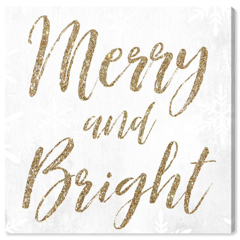 «Merry And Bright Glitter», art textuel sur toile, H 36 po x l 36 po x P 1,5 po