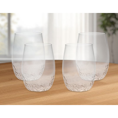 Ensemble de quatre verres à vin tout usage sans pied en plastique Tritan