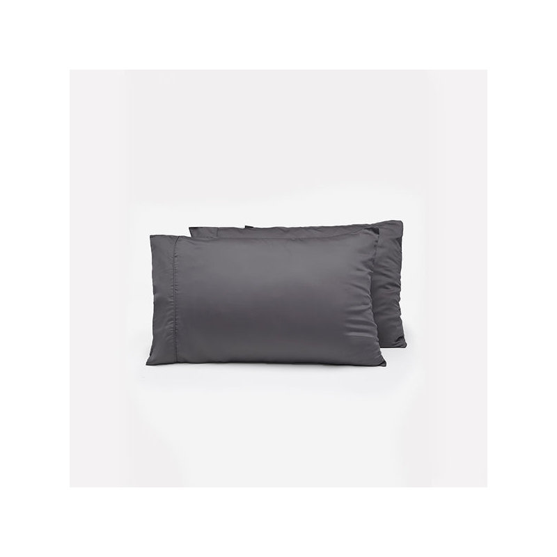 Taie d'oreiller en satin Signature, Lit double ‑ deux taies d'oreiller standard, Ardoise