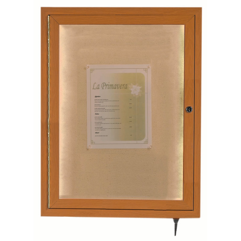 Tableau d’affichage mural fermé à lumière del, H 24 po x l 18 po x P 2 po, Chêne