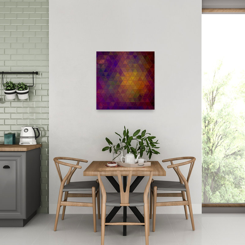 Vibrant Geometric Mosaic Abstract Colorful Geometric Lilac Violet Autumn Wall Art Print 1 Piece Wrapped Canvas Wall Art