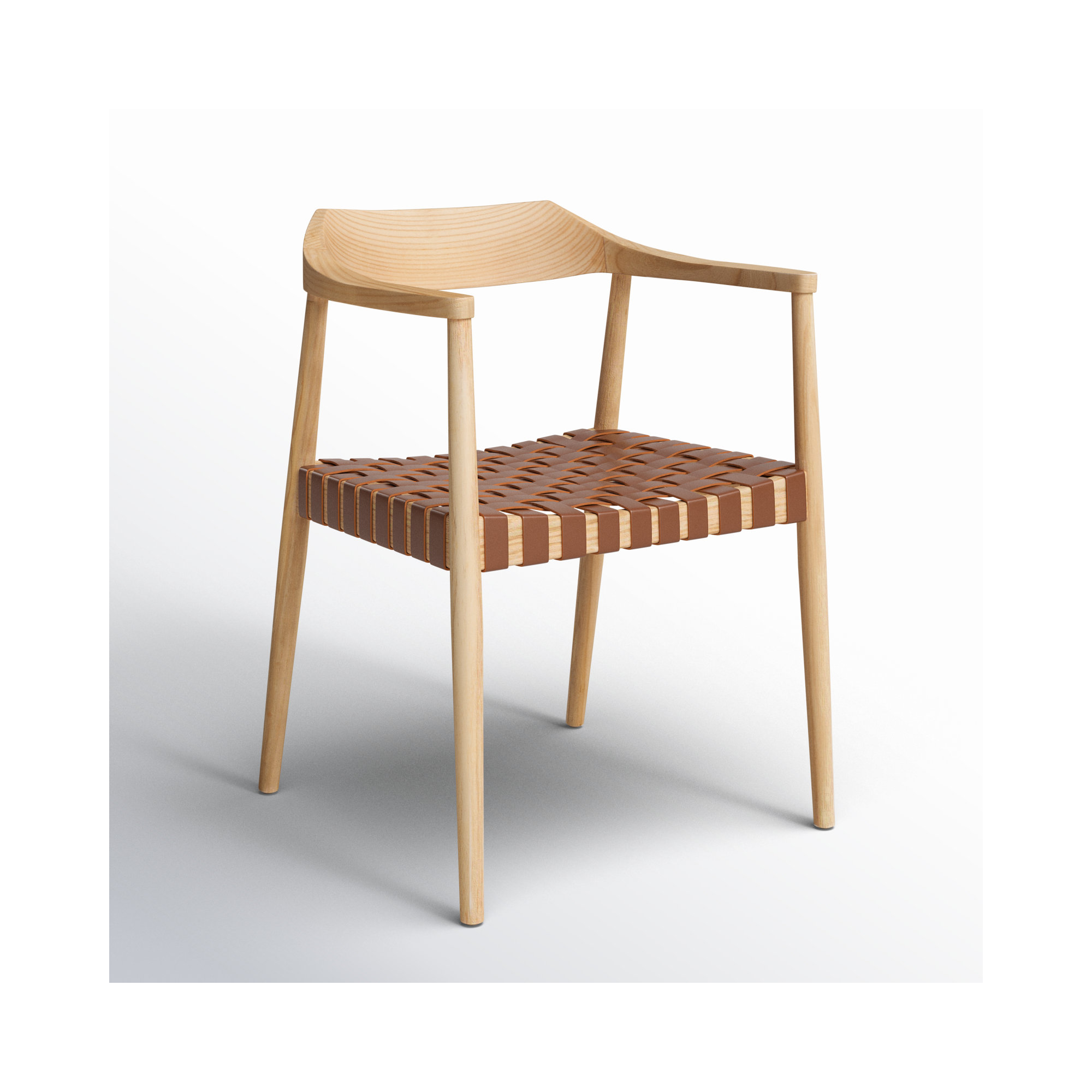 Noreen Accent Chair, Brown Genuine Leather, Natural