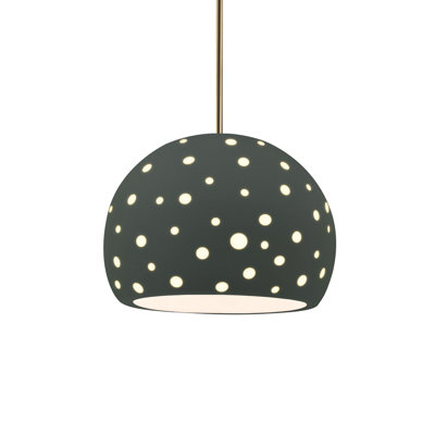 Perforated Globe 1-Light Pendant - Pewter Green - Dark Bronze - 12.25"W x 9.25"H - Replaceable Bulb - Rigid Stem