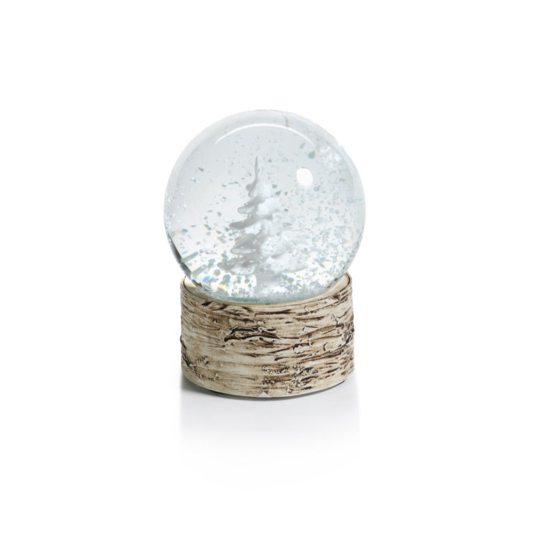 Sculpture boule de neige sur bouleau, H 3,5 po x l 2,5 po x P 2,5 po
