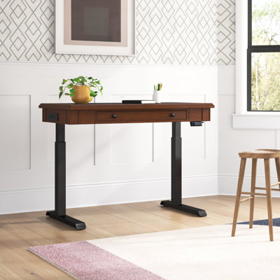 Adylina Adjustable Height Standing Desk with Built-In Electrical Outlet