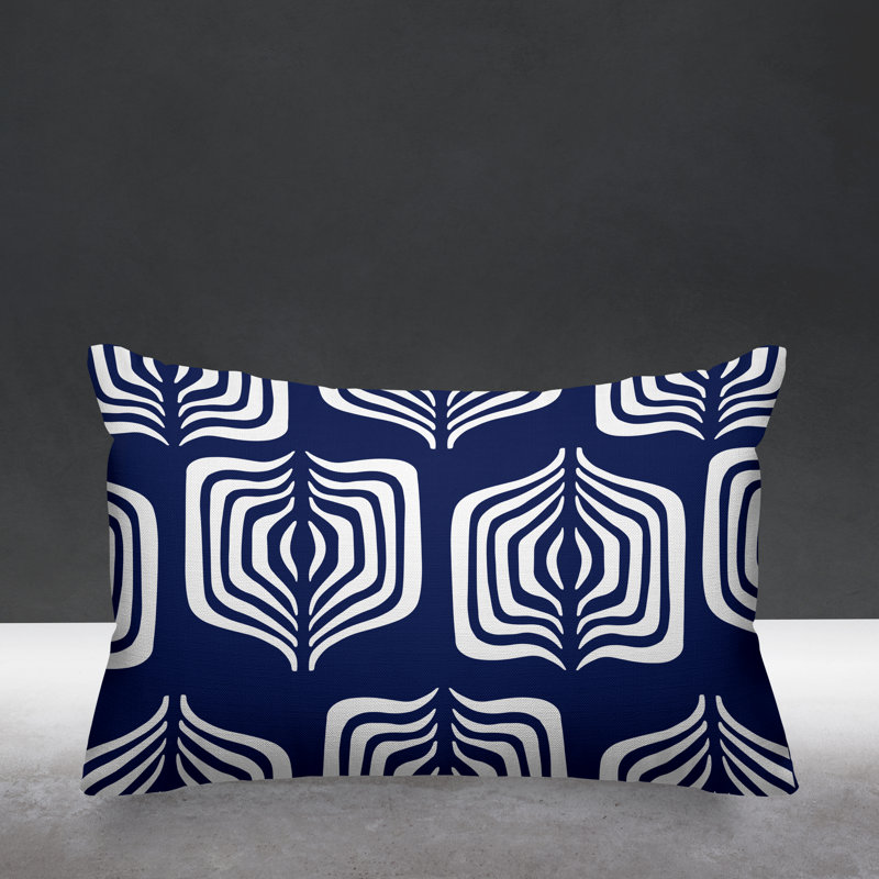 Housse et insert de coussin rectangulaire d'extérieur Dale Tribal, Bleu marine